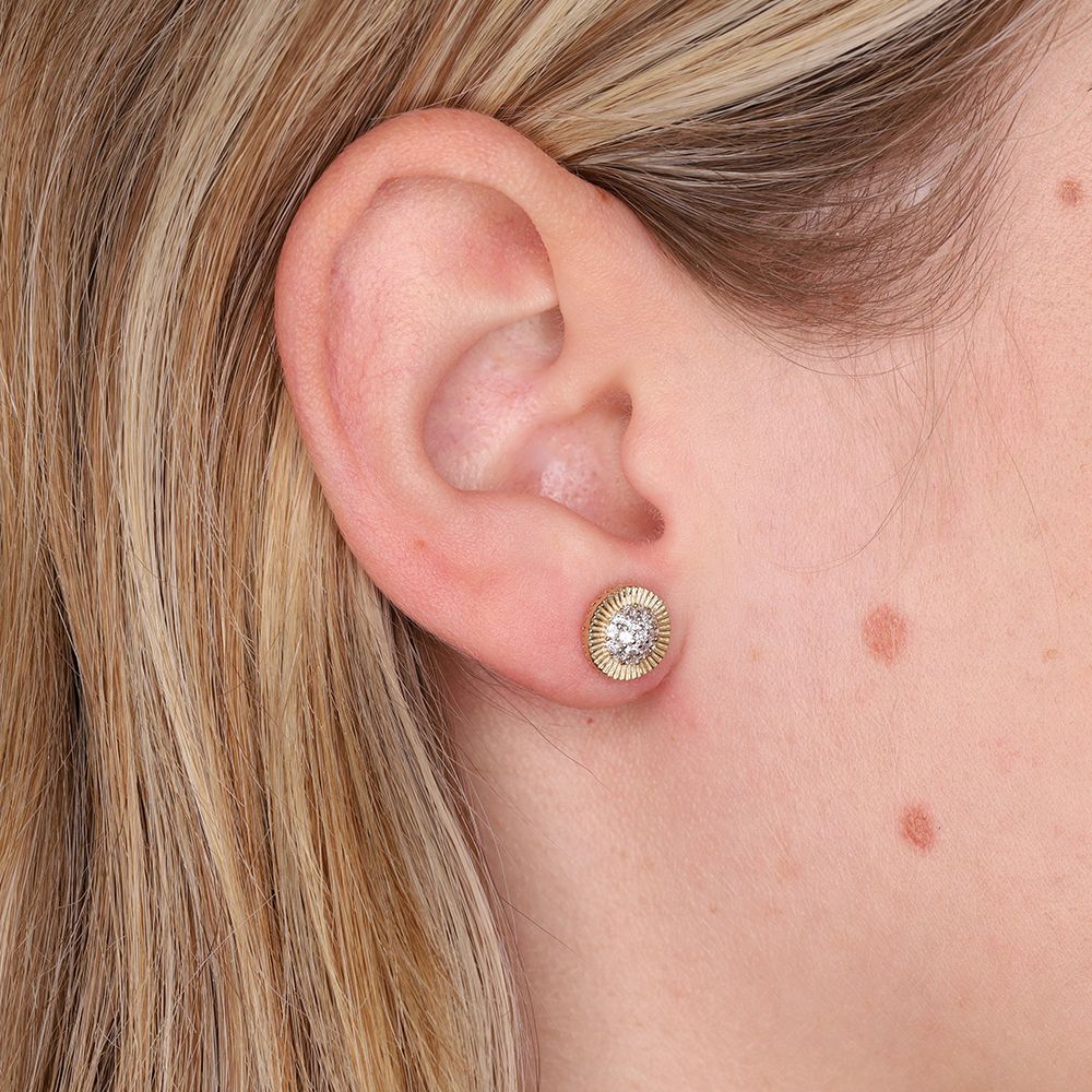 9ct Yellow Gold Round Zirconia Stud Earrings ES628