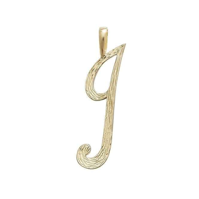 9ct Yellow Gold Barked Script Initial Pendant PN529/I
