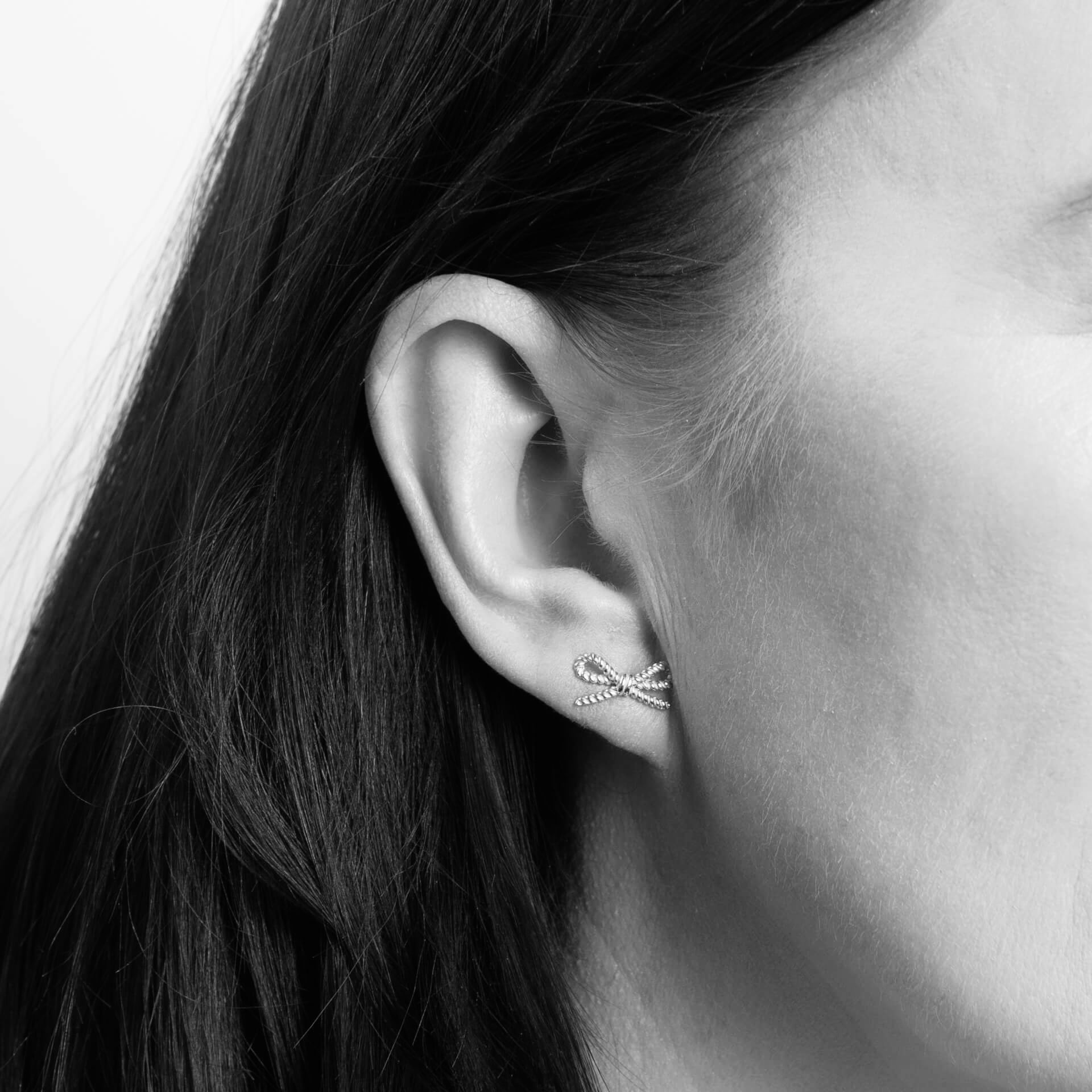Elements Gold Rope Bow Stud Earrings