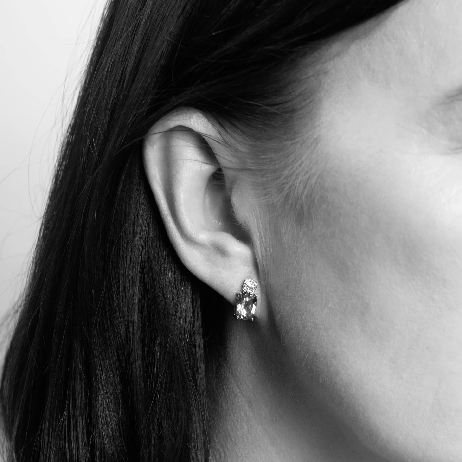 Elements Gold Cushion Cut and Cluster Peridot Earrings