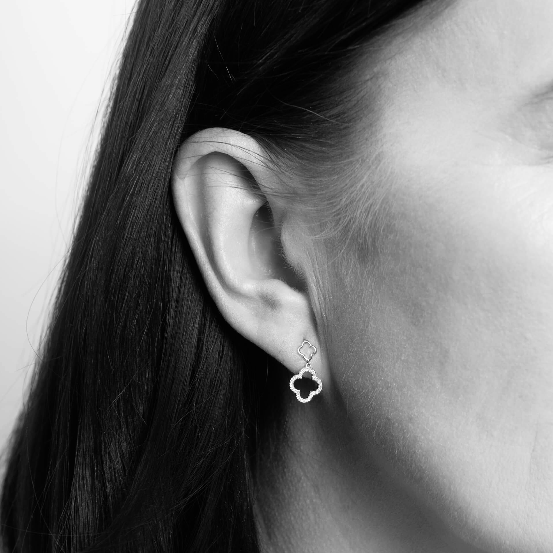 Elements Gold Diamond Quatrefoil Drop Earrings