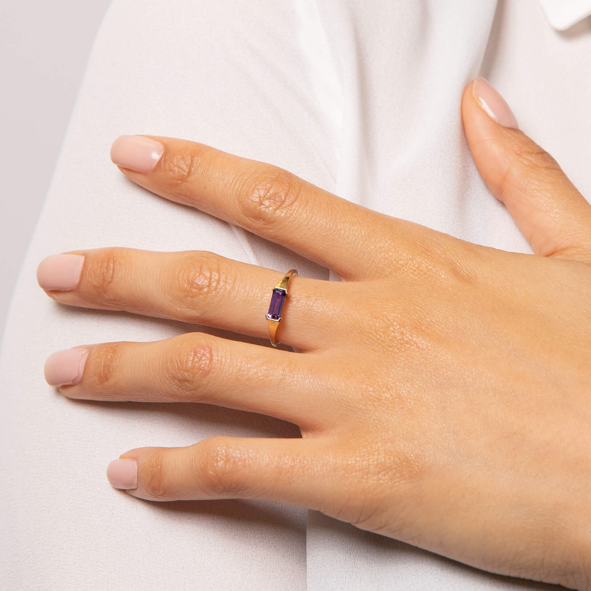 Elements Gold Elongated Semi-Precious Ring