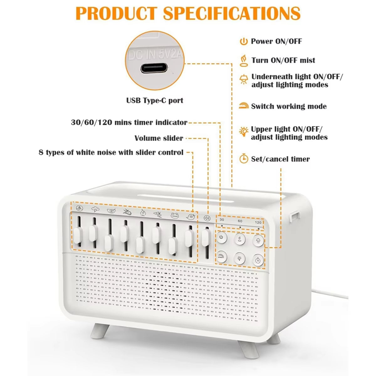 3 In 1 Bluetooth Speaker White Noise Sleep Night Light