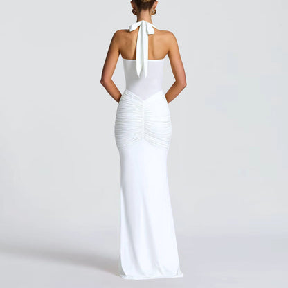 Halter Neck Mesh Panel Dress