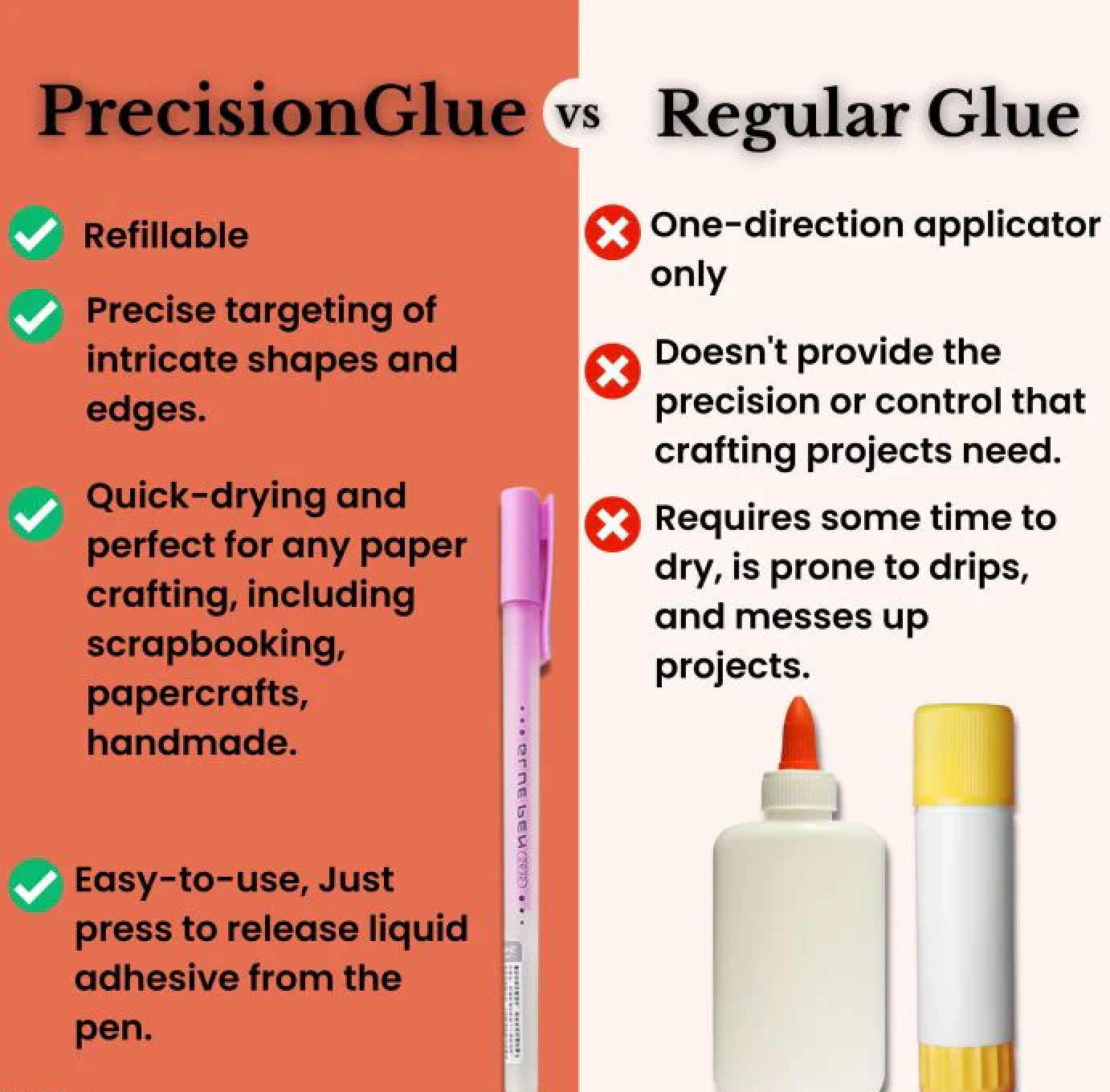 PrecisionGlue Refillable Roller Tip Gluing Pens