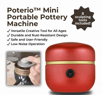Poterio Mini Portable Pottery Machine | 8 Sculpting Tools Included