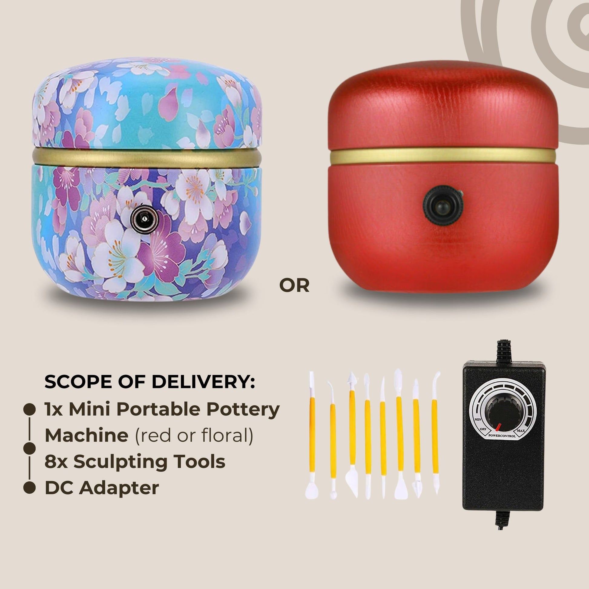 Poterio Mini Portable Pottery Machine | 8 Sculpting Tools Included