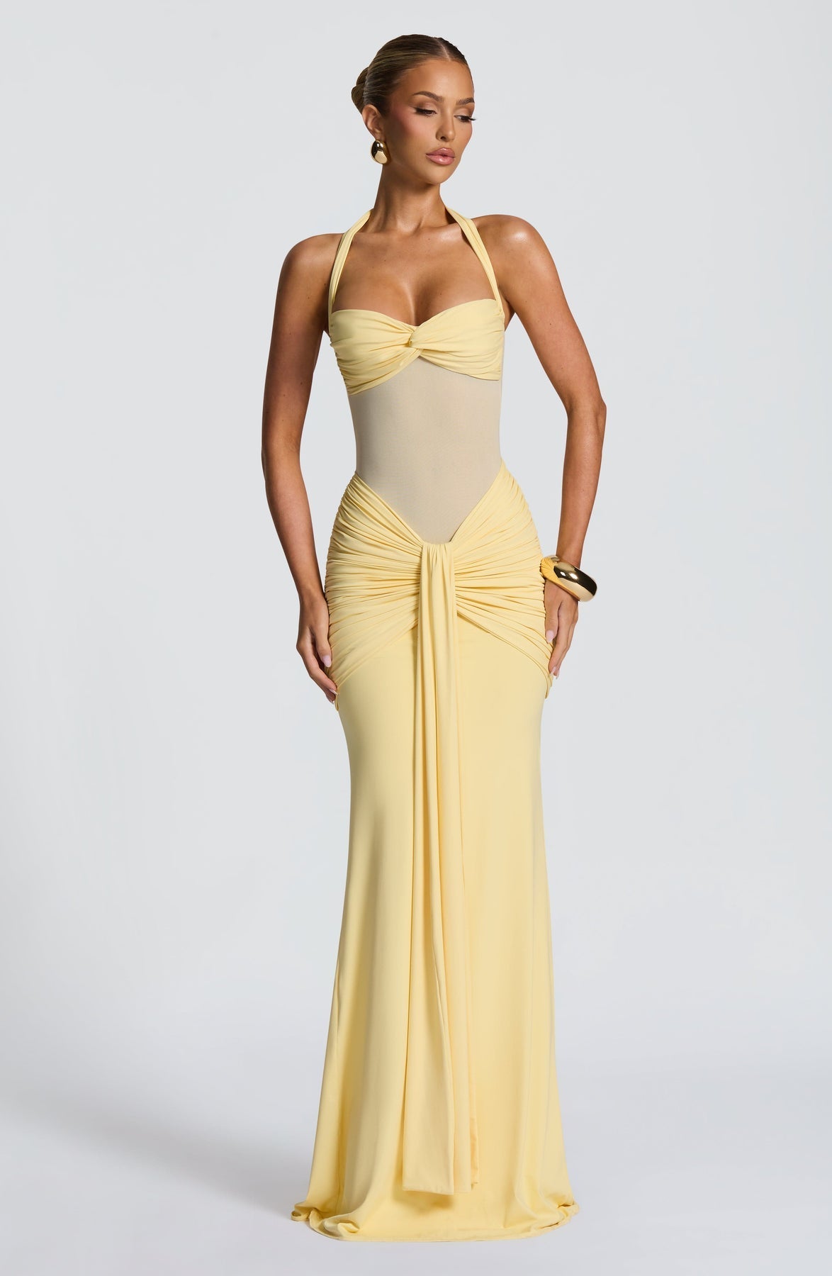 Halter Neck Mesh Panel Dress