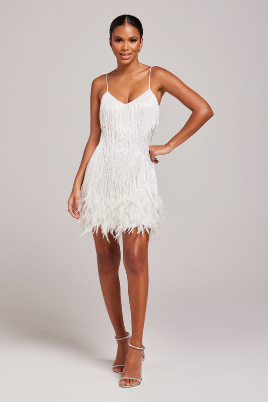 Fashionable Tassel Sequined Feather Patchwork Dress