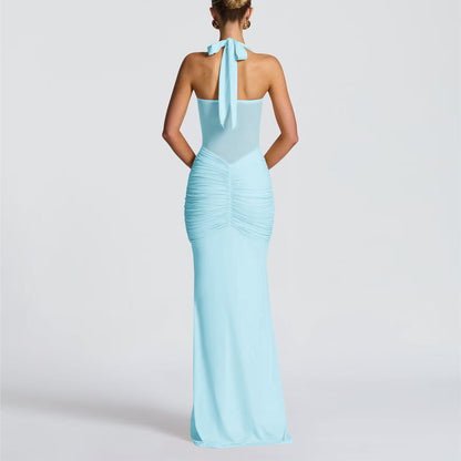 Halter Neck Mesh Panel Dress