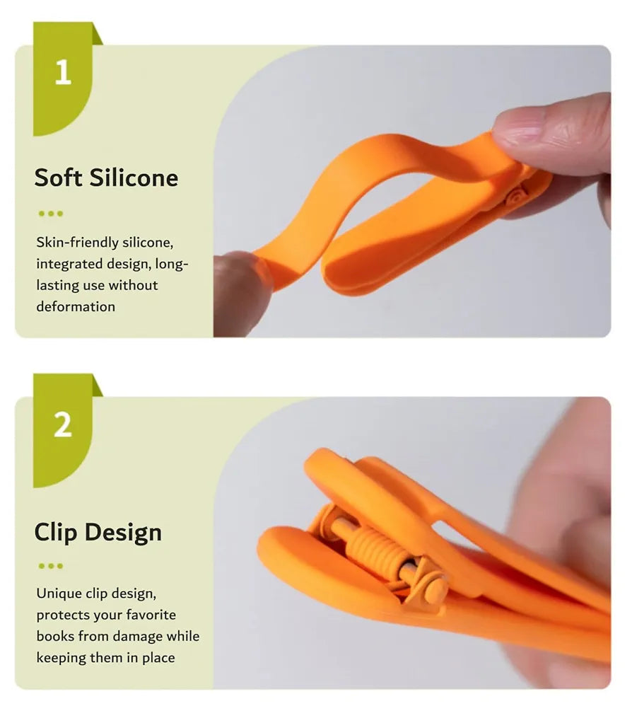 3pcs Silicone Automatic Bookmarks, Book Lovers Gifts for Reading Women, Men, Kids, Readers, Unique Cute Book Page Holder Accessories, Stay in Place and Follow as You Read