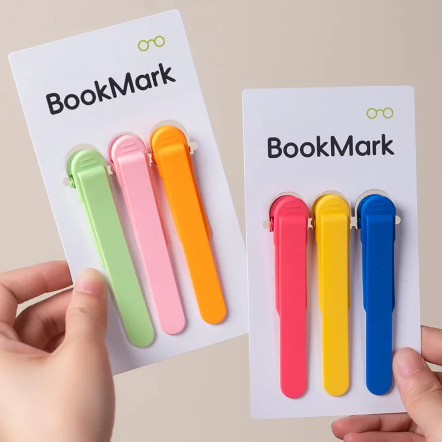 3pcs Silicone Automatic Bookmarks, Book Lovers Gifts for Reading Women, Men, Kids, Readers, Unique Cute Book Page Holder Accessories, Stay in Place and Follow as You Read