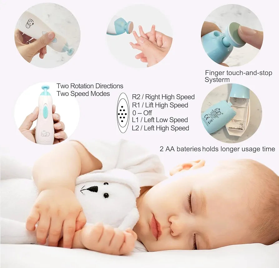 Baby Nail Trimmer 21 in 1, Usage Labeled Case & 13 Extra Replacement Tools, Royal Angels Baby Electric Nail File, Baby Nail Care, Nail Clipper Newborn Toddler Toes & Fingernails Nail Kit 