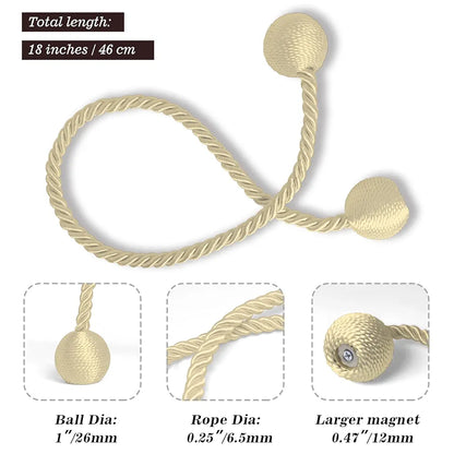 Hion Magnetic Curtain Tiebacks Beige 6 Pack, Curtain Tiebacks Buckles Holdbacks Holders Hooks Clip for Home Bedroom Office Decorative Thick or Thin Curtain