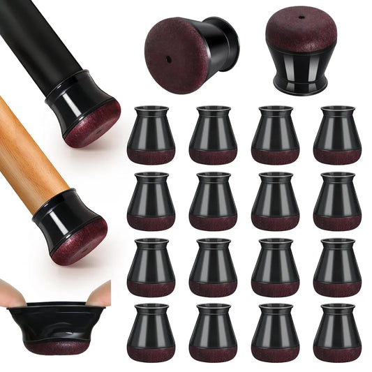 Chair Leg Floor Protectors, 16 Pcs Extra Small Black Silicone Chair Leg Covers Caps for Hardwood Floors with Wrapped Felt, Furniture Feet Protectors Pads 