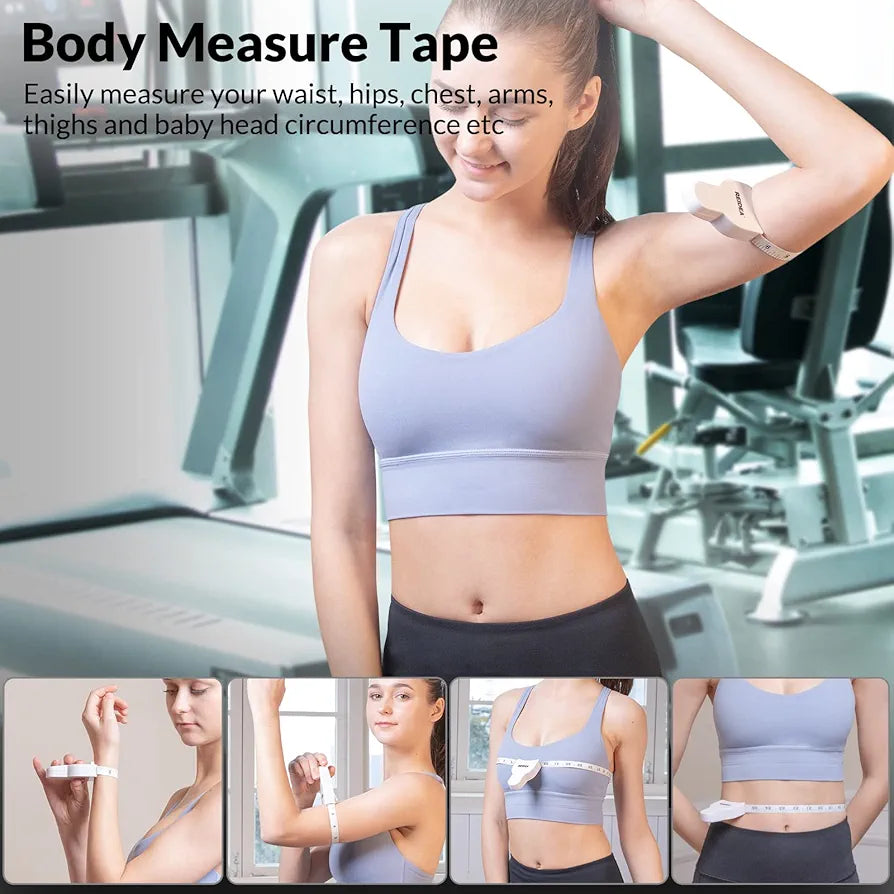 Body Measuring Tape 60 Inch Weight Loss Retractable Measure Tape with Lock Pin and Push Button for Fitness, Tailor, Sewing White