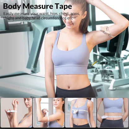 Body Measuring Tape 60 Inch Weight Loss Retractable Measure Tape with Lock Pin and Push Button for Fitness, Tailor, Sewing White