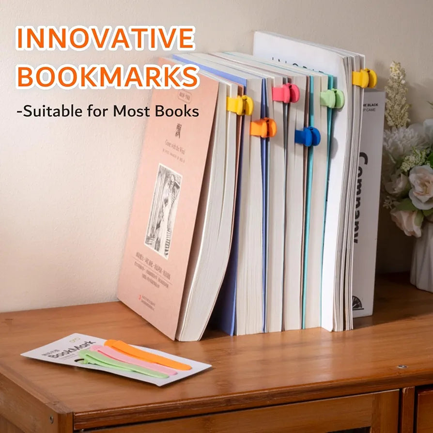 3pcs Silicone Automatic Bookmarks, Book Lovers Gifts for Reading Women, Men, Kids, Readers, Unique Cute Book Page Holder Accessories, Stay in Place and Follow as You Read