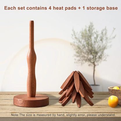 Wooden Trivets Coasters Set of 4 Tree Shape Trivet Set Foldable Heat Resistant Pads Reusable Wooden Trivets Potholder for Kitchen Accessories