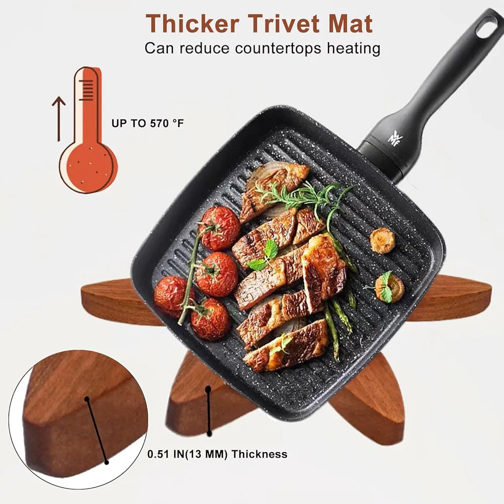 Wooden Trivets Coasters Set of 4 Tree Shape Trivet Set Foldable Heat Resistant Pads Reusable Wooden Trivets Potholder for Kitchen Accessories