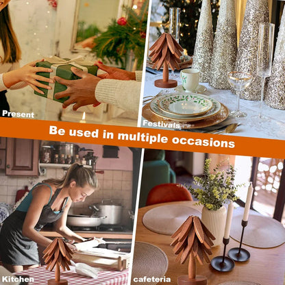 Wooden Trivets Coasters Set of 4 Tree Shape Trivet Set Foldable Heat Resistant Pads Reusable Wooden Trivets Potholder for Kitchen Accessories
