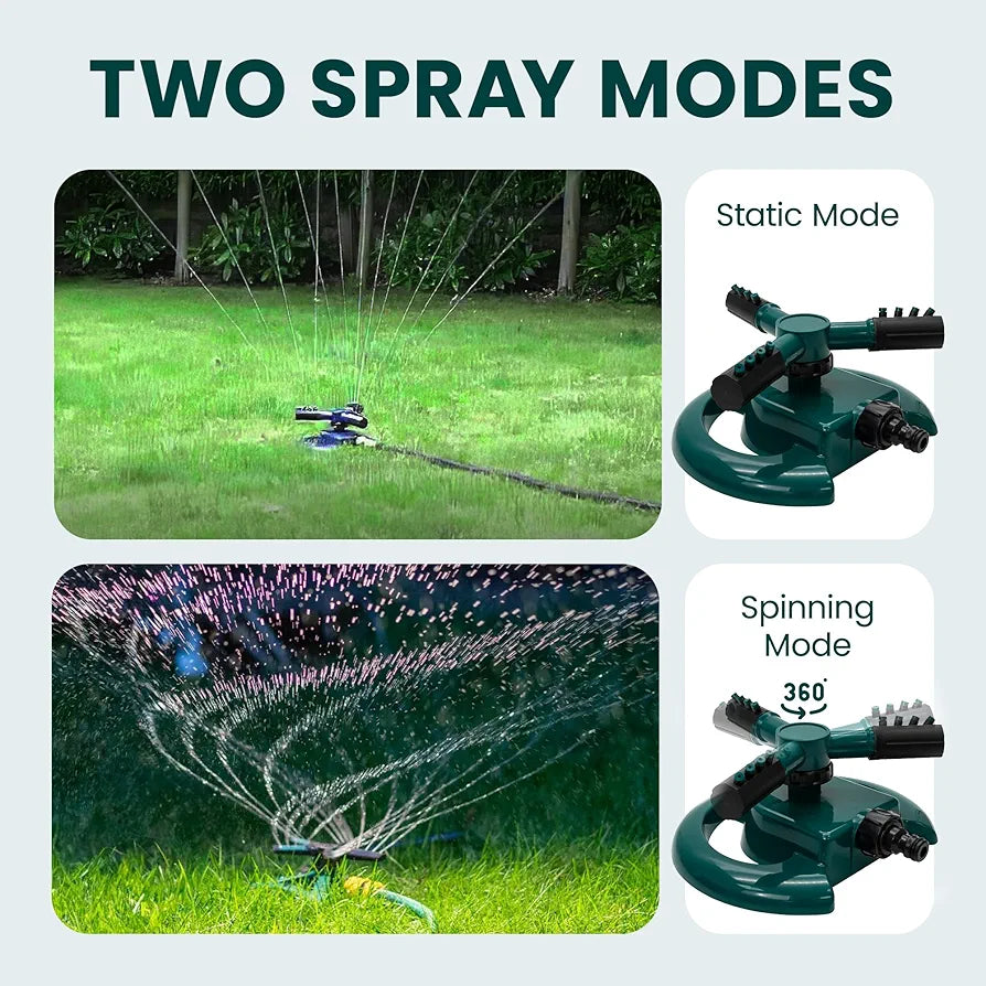Green Haven Sprinkler 360° Rotation Attachment for Garden Hose, Premium Automatic Lawn Water Sprinkler with 3 Arms, Large Coverage Water Sprinklers for Lawns, Blue Green