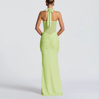 Halter Neck Mesh Panel Dress