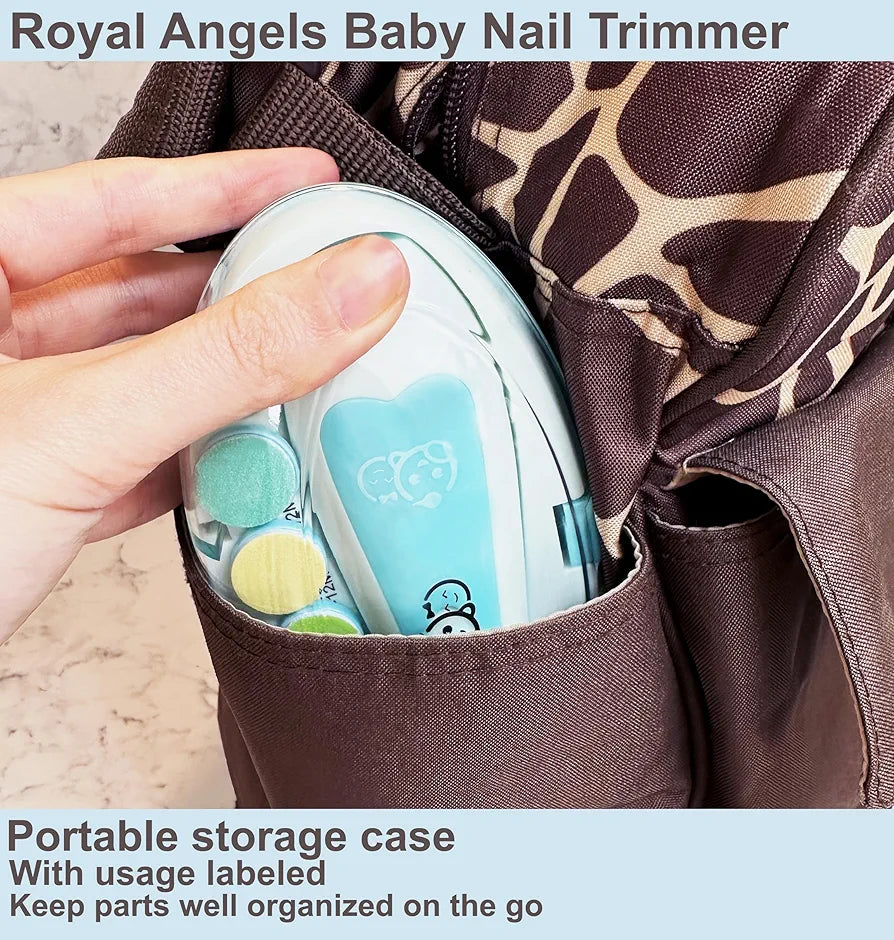 Baby Nail Trimmer 21 in 1, Usage Labeled Case & 13 Extra Replacement Tools, Royal Angels Baby Electric Nail File, Baby Nail Care, Nail Clipper Newborn Toddler Toes & Fingernails Nail Kit 