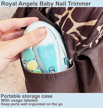 Baby Nail Trimmer 21 in 1, Usage Labeled Case & 13 Extra Replacement Tools, Royal Angels Baby Electric Nail File, Baby Nail Care, Nail Clipper Newborn Toddler Toes & Fingernails Nail Kit 