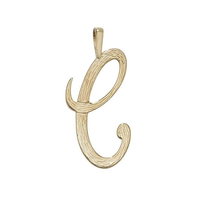 9ct Yellow Gold Barked Script Initial Pendant PN529/C