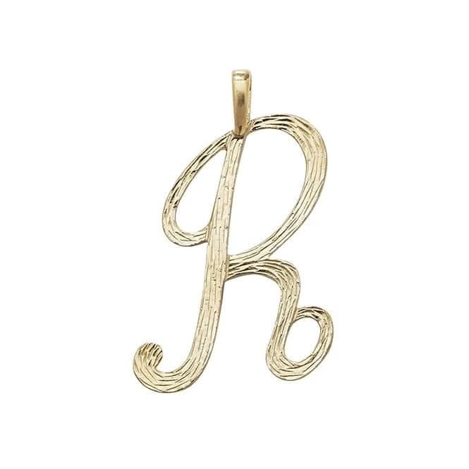 9ct Yellow Gold Barked Script Initial Pendant PN529/R