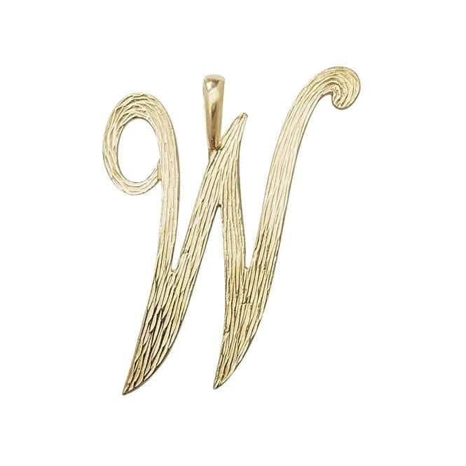 9ct Yellow Gold Barked Script Initial Pendant PN529/W