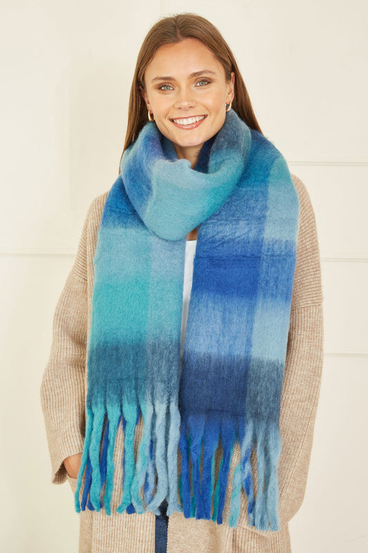 Yumi Blue Check Soft Scarf