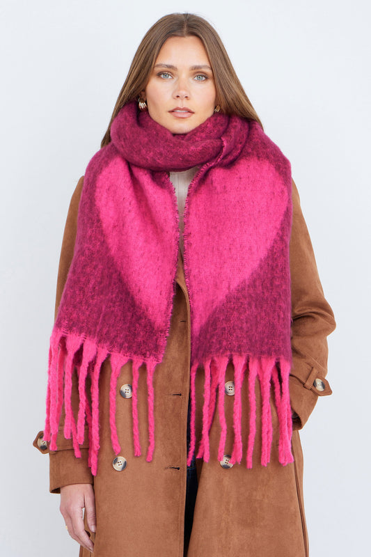 Yumi Pink Heart Super Fluffy Scarf