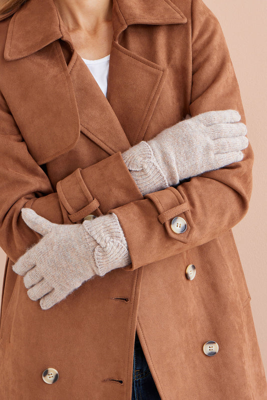 Yumi Oatmeal Twist Bow Gloves
