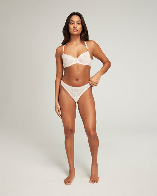 The Sheer Deco Barely There Thong - Blush Pink