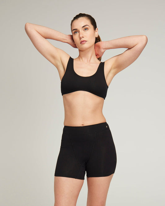 The Organic Cotton Dip Front Bralette - Black