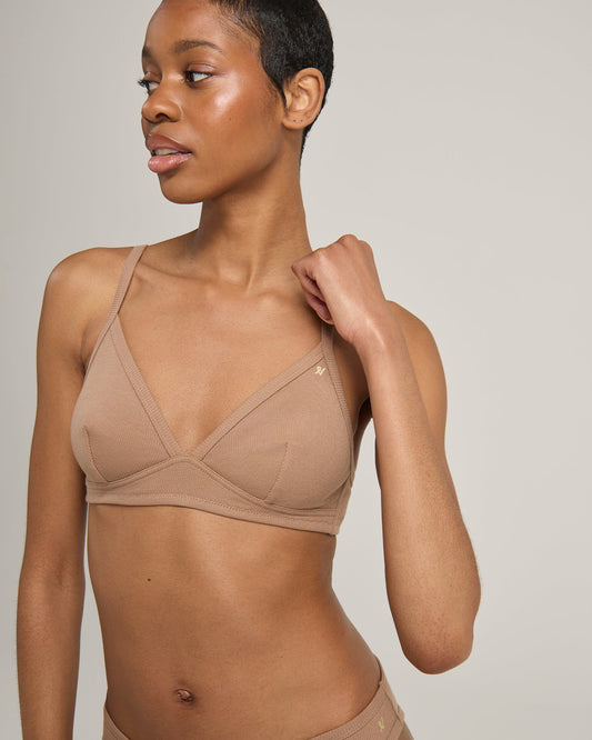 The Organic Cotton Easy Does It Bralette - Mocha