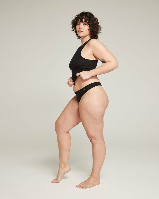 The Organic Cotton Dipped Thong 2 Pack - Black