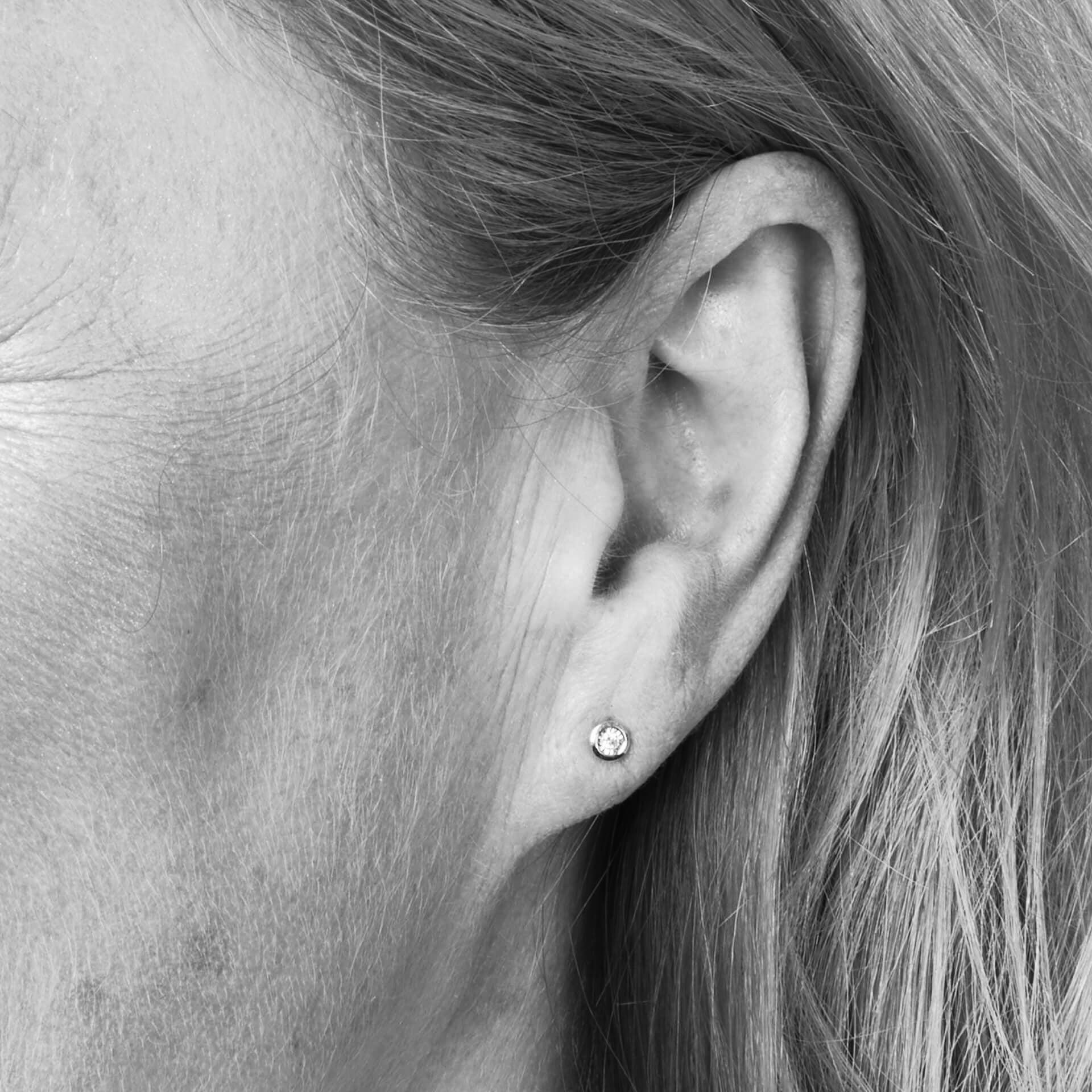 Elements Gold Rounded Bezel Diamond Stud Earrings