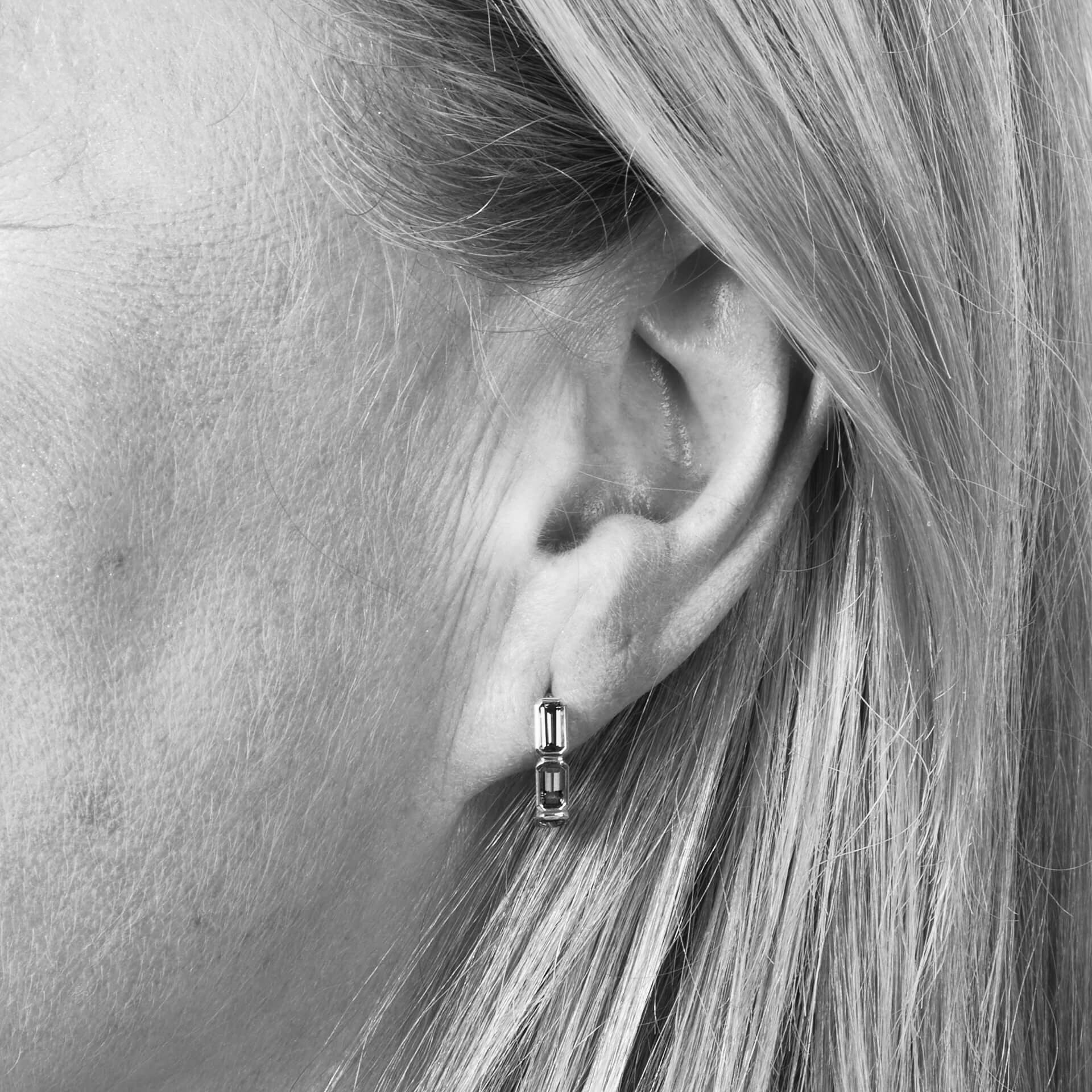 Elements Gold Elongated Topaz Half Hoop Earrings