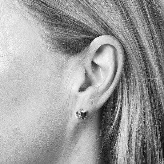 Elements Gold Toi et Moi Blue Topaz Stud Earrings