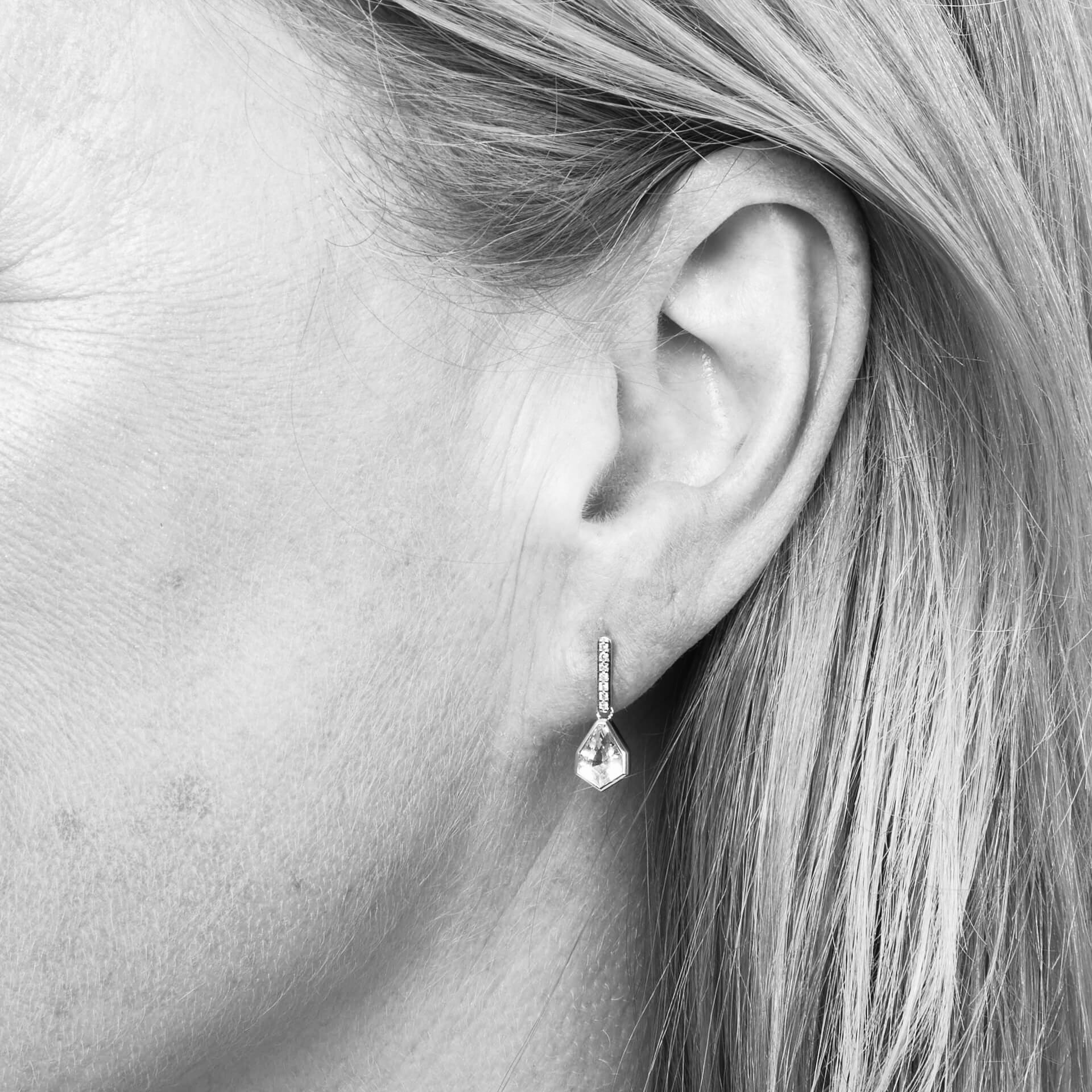 Elements Gold Shield Cut Topaz Drop Earrings
