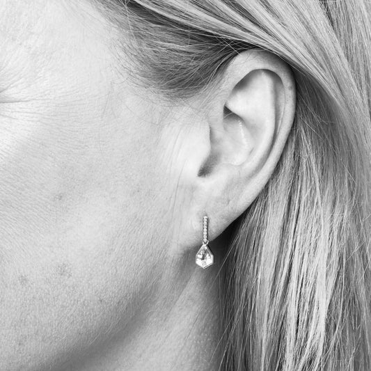 Elements Gold Shield Cut Topaz Drop Earrings