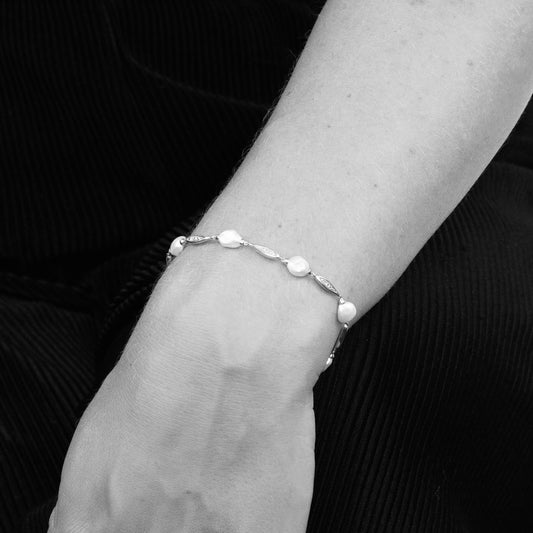 Elements Gold Keshi Pearl and Diamond Station Bracelet