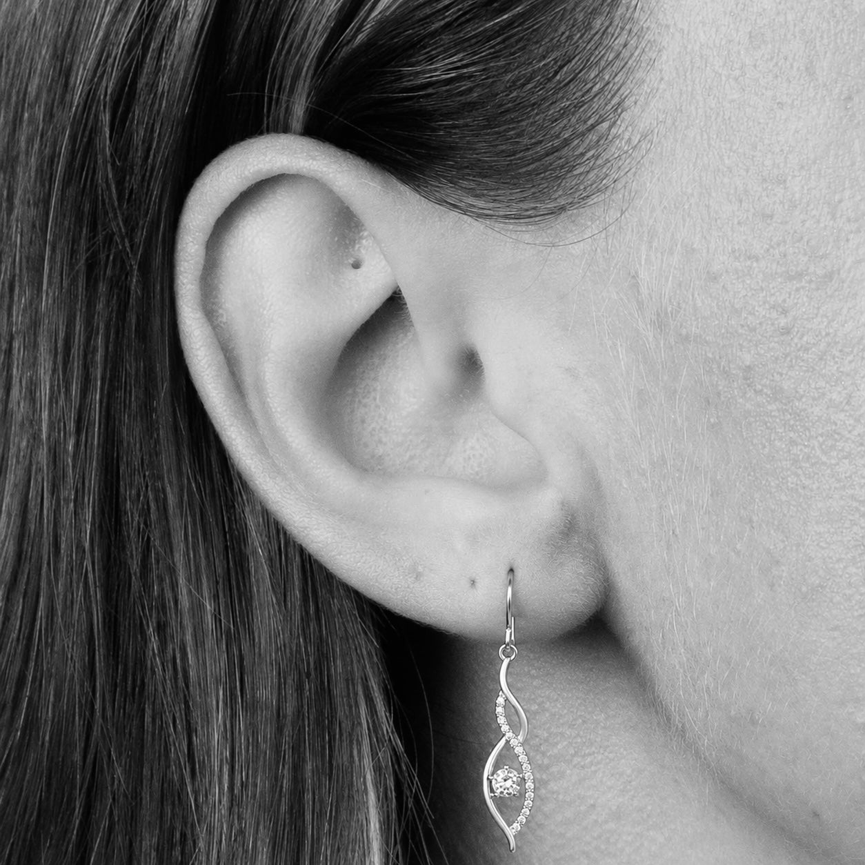 9ct Yellow Gold Zirconia Fish Hook Drop Earrings ES537