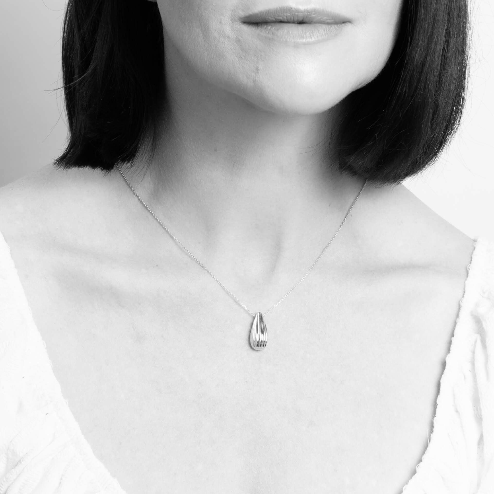 Elements Gold Ridged Teardrop Necklace