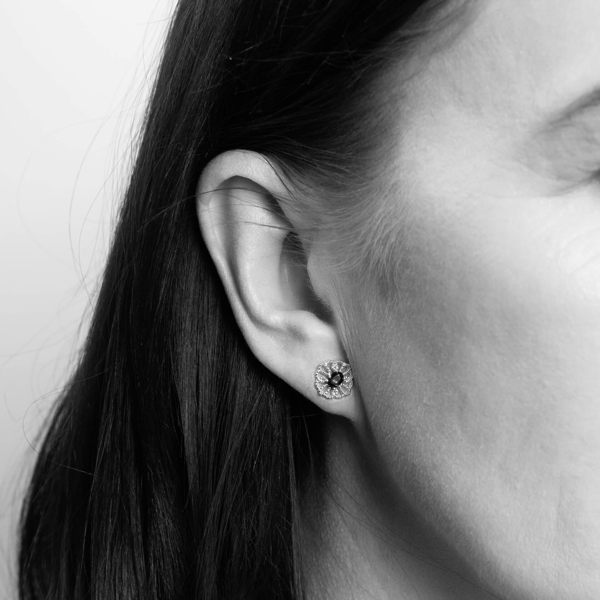Elements Gold Ornate Sapphire Stud Earrings