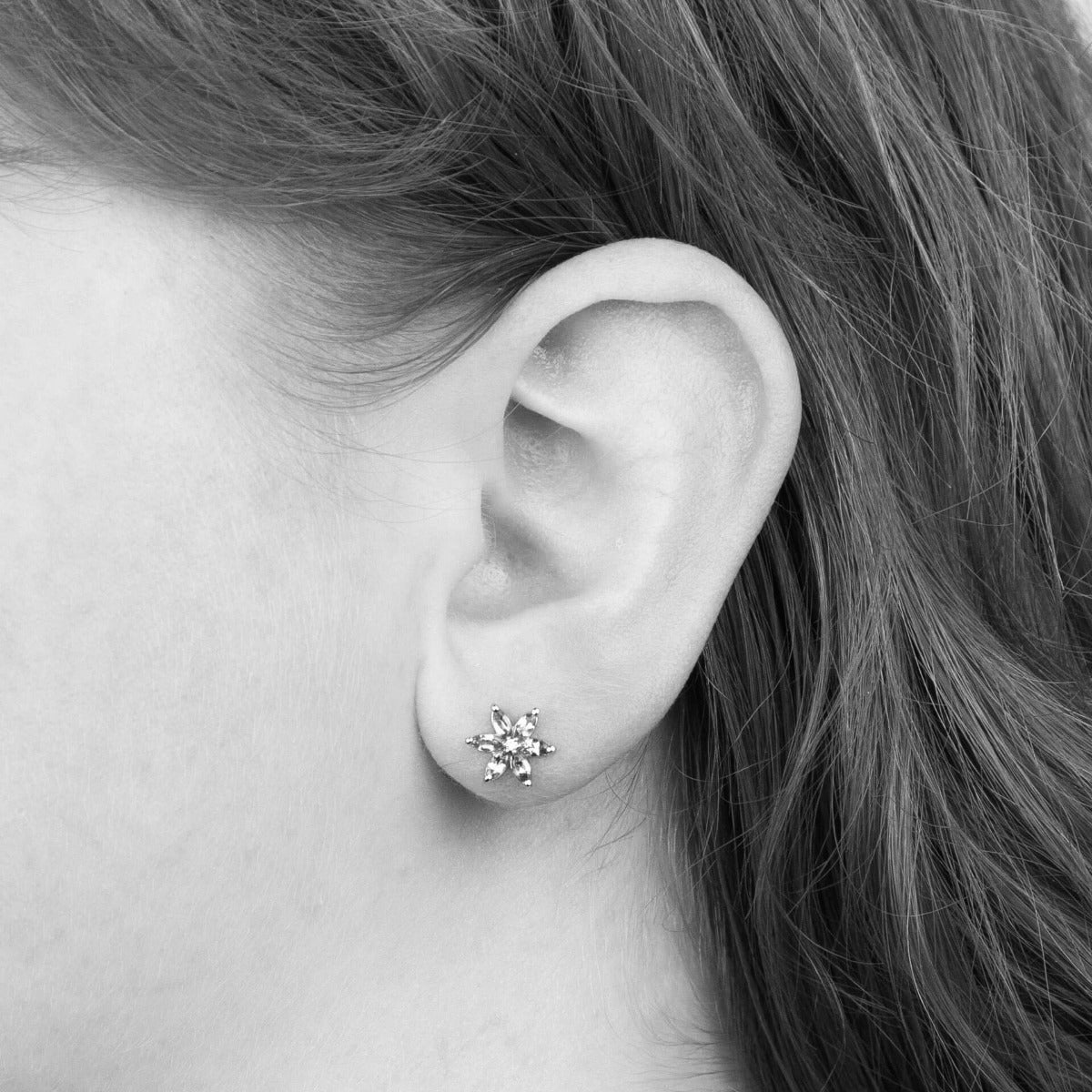 Elements Gold Tanzanite Flower Earrings with Diamond