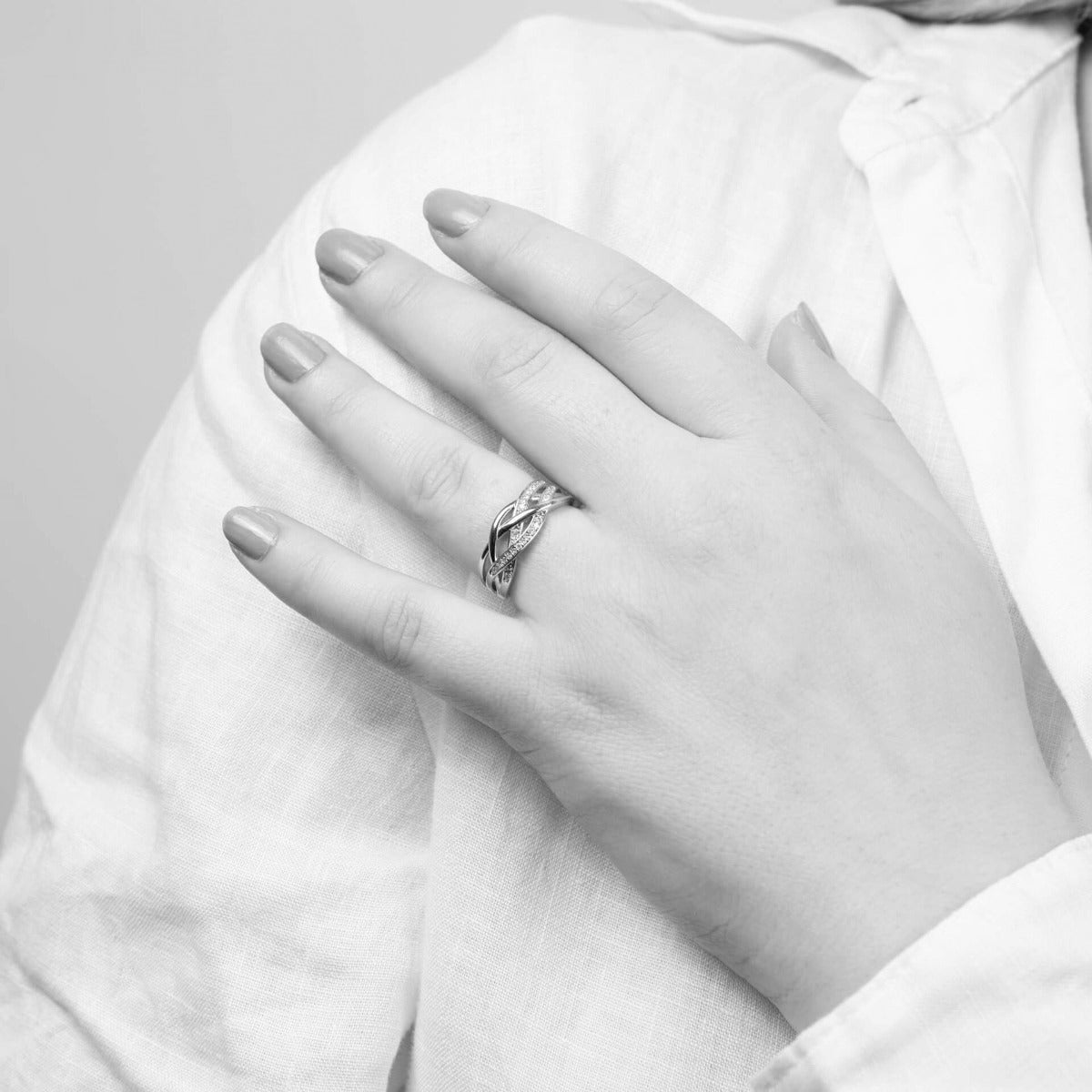 Elements Gold Plaited Ring with Pave Diamonds